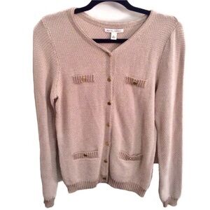 NWT Banana Republic Metallic Shimmer 4 Pocket Button Front Cardigan Size Medium